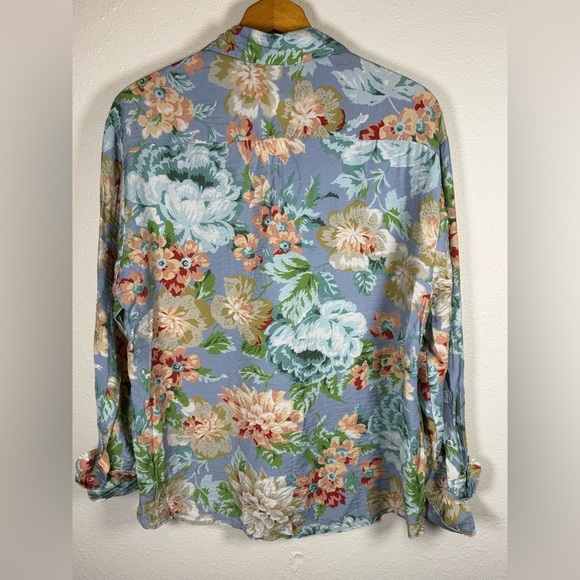 Mango Long Sleeve Floral Button Up Shirt Italian Fabric Medium (6) NEW - Picture 7 of 7
